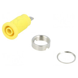 Soclu banană galben 4mm 24A nichelat pe panou | Electronic-mag.ro | Componente Electronice