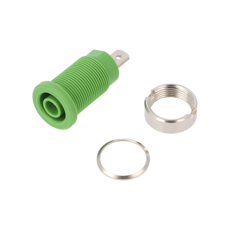 Soclu Banană Verde 4mm 24A pentru Panou | Electronic-mag.ro | Componente Electronice