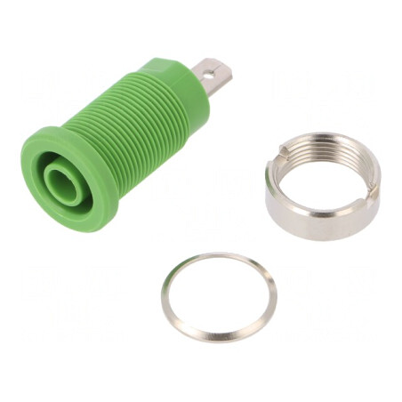 Soclu Banană Verde 4mm 24A pentru Panou | Electronic-mag.ro | Componente Electronice
