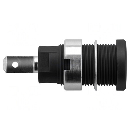 Soclu banană 4mm negru nichelat pentru panou | Electronic-mag.ro | Componente Electronice