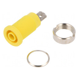 Soclu Banană Galben 4mm 24A Panou Înșurubare | Electronic-mag.ro | Componente Electronice