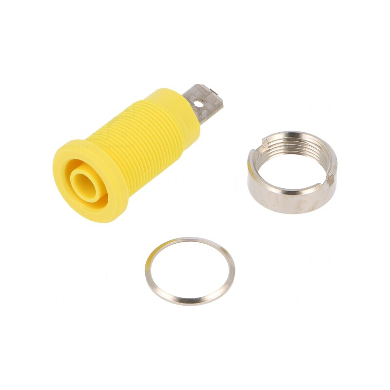 Soclu Banană Galben 4mm 24A Panou Înșurubare | Electronic-mag.ro | Componente Electronice