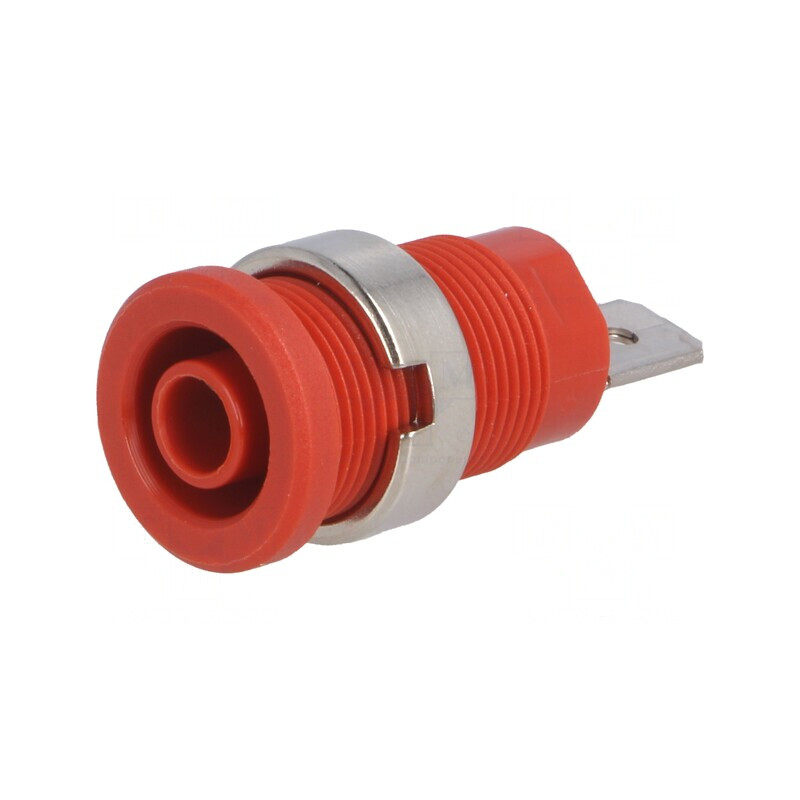 Soclu Banană 4mm 24A Roșu Nichelat pentru Panou | Electronic-mag.ro | Componente Electronice