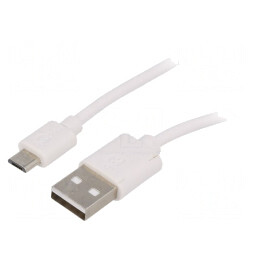 Cablu USB 2.0 A la Micro B 1m Alb | Electronic-mag.ro | Componente Electronice