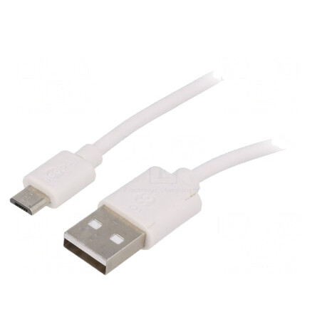 Cablu USB 2.0 A la Micro B 1m Alb | Electronic-mag.ro | Componente Electronice