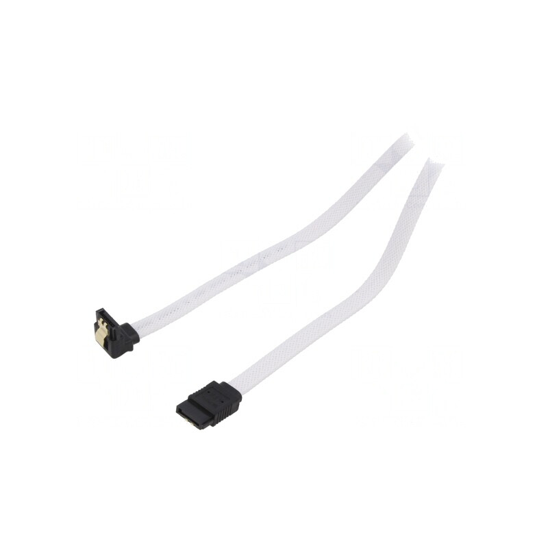 Cablu SATA III Alb 0,5m Mufă Dreaptă și În Unghi | Electronic-mag.ro | Componente Electronice