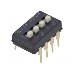 Comutator DIP-SWITCH 4 Secțiuni ON-OFF 0,025A 24VDC | Electronic-mag.ro | Componente Electronice