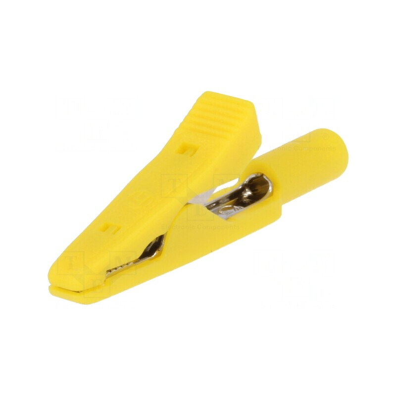 Bornă crocodil galbenă 15A 60VDC max. 4mm | Electronic-mag.ro | Componente Electronice