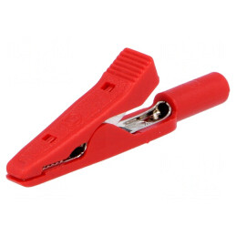 Bornă crocodil roșie 15A 60VDC 4mm | Electronic-mag.ro | Componente Electronice