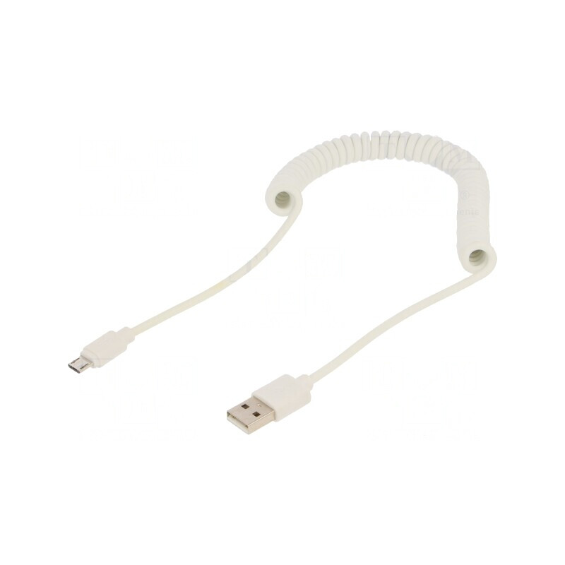 Cablu spiralat USB 2.0 A la Micro B aurit | Electronic-mag.ro | Componente Electronice