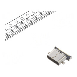 Soclu USB C pentru PCB SMT USB 3.0 Orizontal 24 PIN | Electronic-mag.ro | Componente Electronice