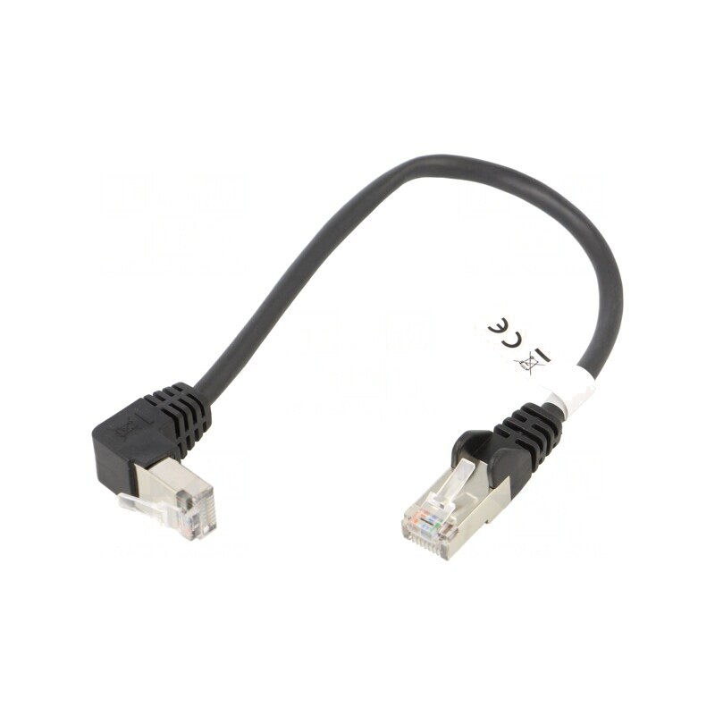 Patch cord F/UTP 5e ecranat negru 0,25m | Electronic-mag.ro | Componente Electronice