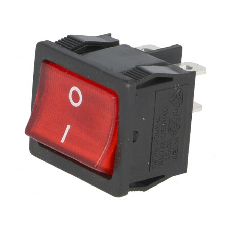 Comutator Rocker DPST ON-OFF 6A/250V Roșu cu Lampă Neon | Electronic-mag.ro | Componente Electronice