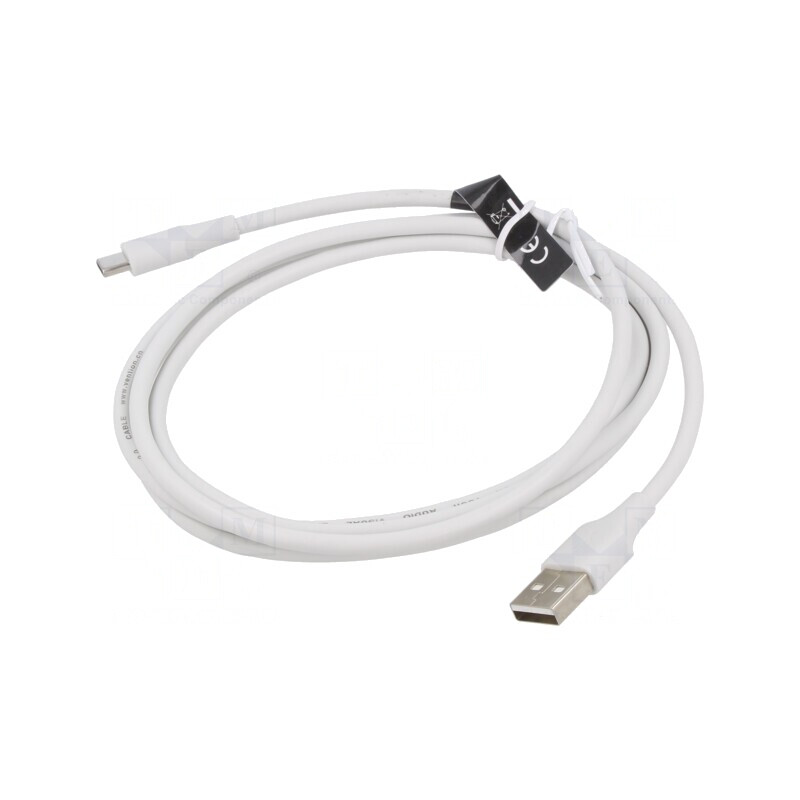 Cablu USB 2.0 USB-A la USB-C 1.5m Alb 3A | Electronic-mag.ro | Componente Electronice