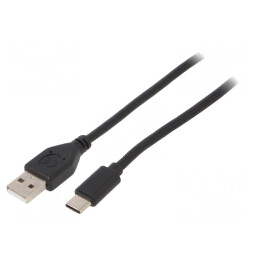 Cablu USB 2.0 A la USB C Aurit 1,8m Negru PVC