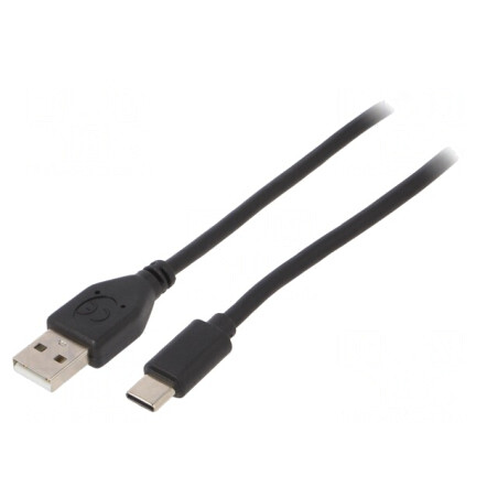 Cablu USB 2.0 A la USB C Aurit 1,8m Negru PVC | Electronic-mag.ro | Componente Electronice