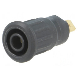 Soclu Banană 4mm 24A 1kV Negru Aurit Izolat Pe Panou | Electronic-mag.ro | Componente Electronice