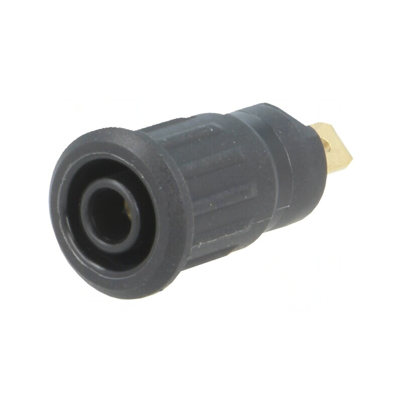 Soclu Banană 4mm 24A 1kV Negru Aurit Izolat Pe Panou | Electronic-mag.ro | Componente Electronice