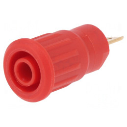 Soclu Banană 4mm 24A 1kV Roșu Aurit cu Izolație | Electronic-mag.ro | Componente Electronice