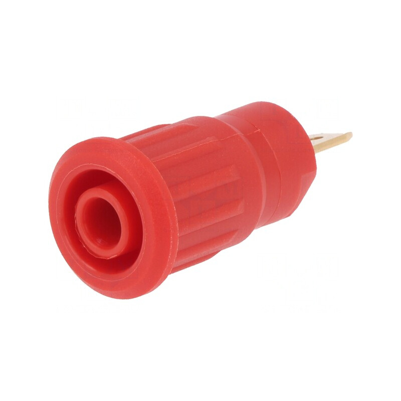 Soclu Banană 4mm 24A 1kV Roșu Aurit cu Izolație | Electronic-mag.ro | Componente Electronice