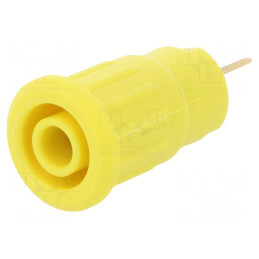 Soclu banană galben 4mm 24A 1kV aurit cu izolație | Electronic-mag.ro | Componente Electronice