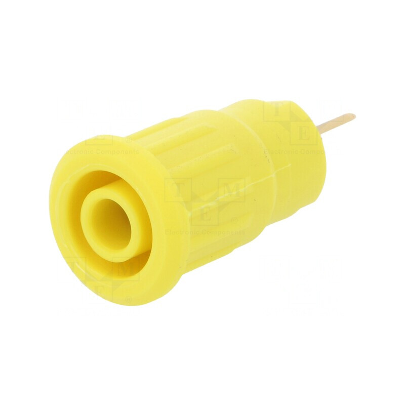 Soclu banană galben 4mm 24A 1kV aurit cu izolație | Electronic-mag.ro | Componente Electronice