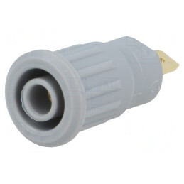 Soclu banană 4mm 24A 1kV gri aurit izolat panou | Electronic-mag.ro | Componente Electronice