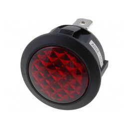 Lampă de control: cu neon; convex; roşie; 230VAC; Orif: Ø20mm; IP20