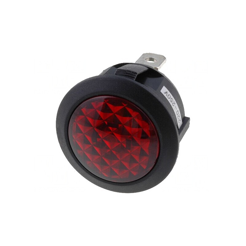 Lampă de control roșie cu neon 230V Ø20mm IP20 | Electronic-mag.ro | Componente Electronice