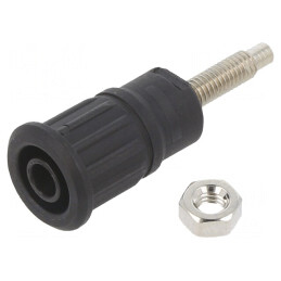 Soclu Banană 4mm 32A 1kV Negru pentru Panou | Electronic-mag.ro | Componente Electronice