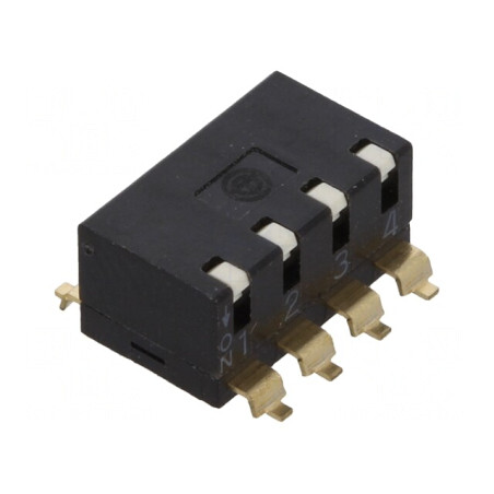 Comutator DIP-SWITCH 4 Secțiuni ON-OFF 24VDC | Electronic-mag.ro | Componente Electronice