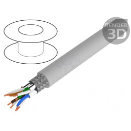 Cablu de rețea ETHERLINE® LAN 500 S/FTP Cat 6a 23AWG PVC Gri