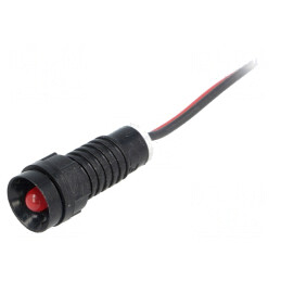 Lampă LED concavă roșie 220VDC Ø11mm IP40 plastic | Electronic-mag.ro | Componente Electronice