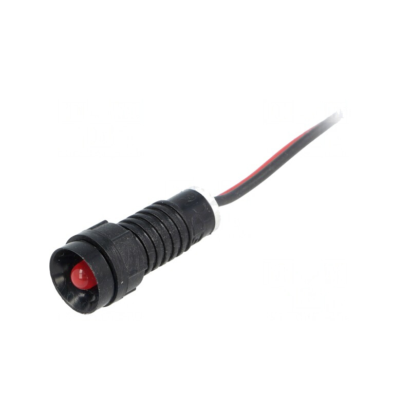 Lampă LED concavă roșie 220VDC Ø11mm IP40 plastic | Electronic-mag.ro | Componente Electronice