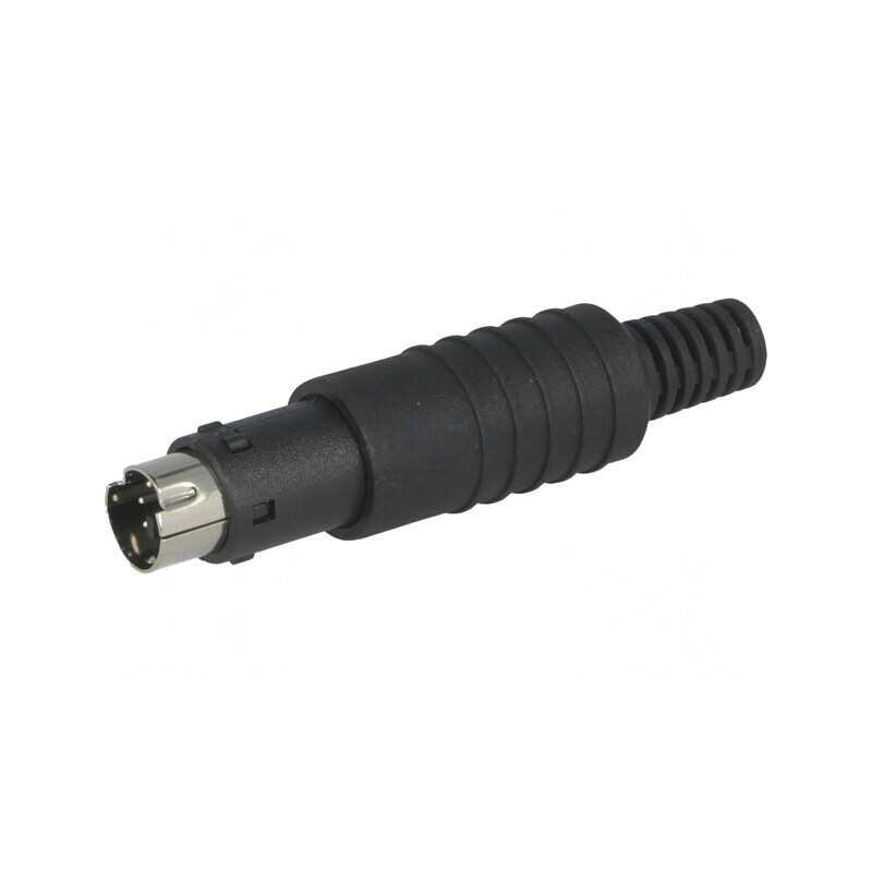 Mufă DIN mini tată 6 pini cu manșon drept pentru lipire pe cablu | Electronic-mag.ro | Componente Electronice