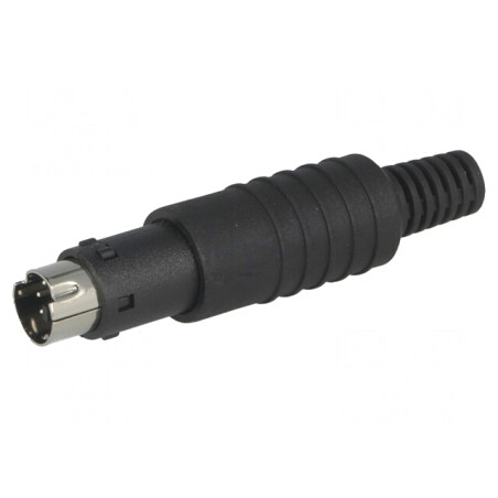 Mufă DIN mini tată 6 pini cu manșon drept pentru lipire pe cablu | Electronic-mag.ro | Componente Electronice