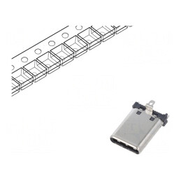 Mufă USB C SMT Verticală USB 3.2 5A | Electronic-mag.ro | Componente Electronice
