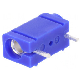 Soclu Banană 4mm Albastru PCB 10A 250VDC 23.3mm | Electronic-mag.ro | Componente Electronice
