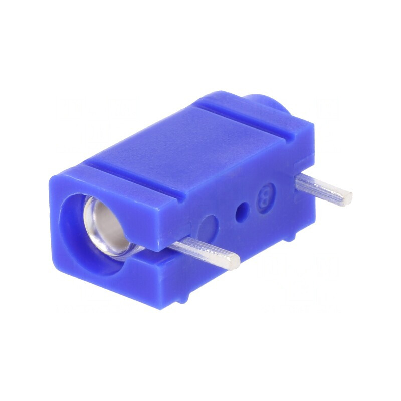 Soclu Banană 4mm Albastru PCB 10A 250VDC 23.3mm | Electronic-mag.ro | Componente Electronice