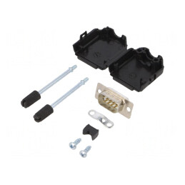 D-Sub 9-Pin Mufă Tată Lipire Albă Kit Complet | Electronic-mag.ro | Componente Electronice