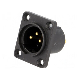 Soclu XLR Tată 3 Pin Etanș cu Flanșă și Șuruburi | Electronic-mag.ro | Componente Electronice