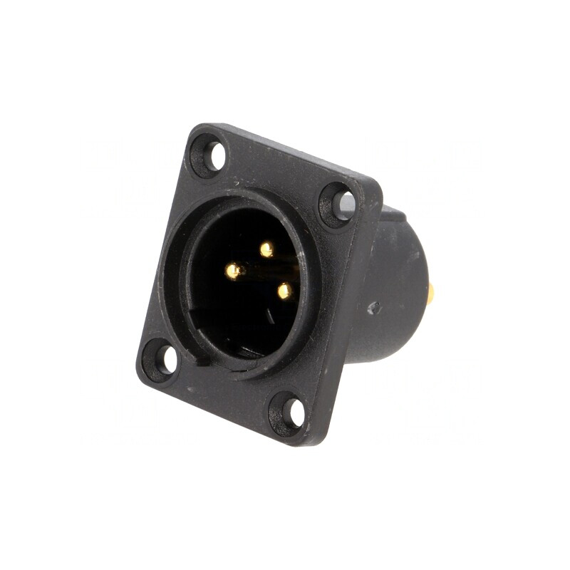 Soclu XLR Tată 3 Pin Etanș cu Flanșă și Șuruburi | Electronic-mag.ro | Componente Electronice