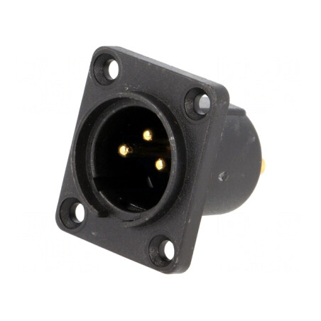 Soclu XLR Tată 3 Pin Etanș cu Flanșă și Șuruburi | Electronic-mag.ro | Componente Electronice