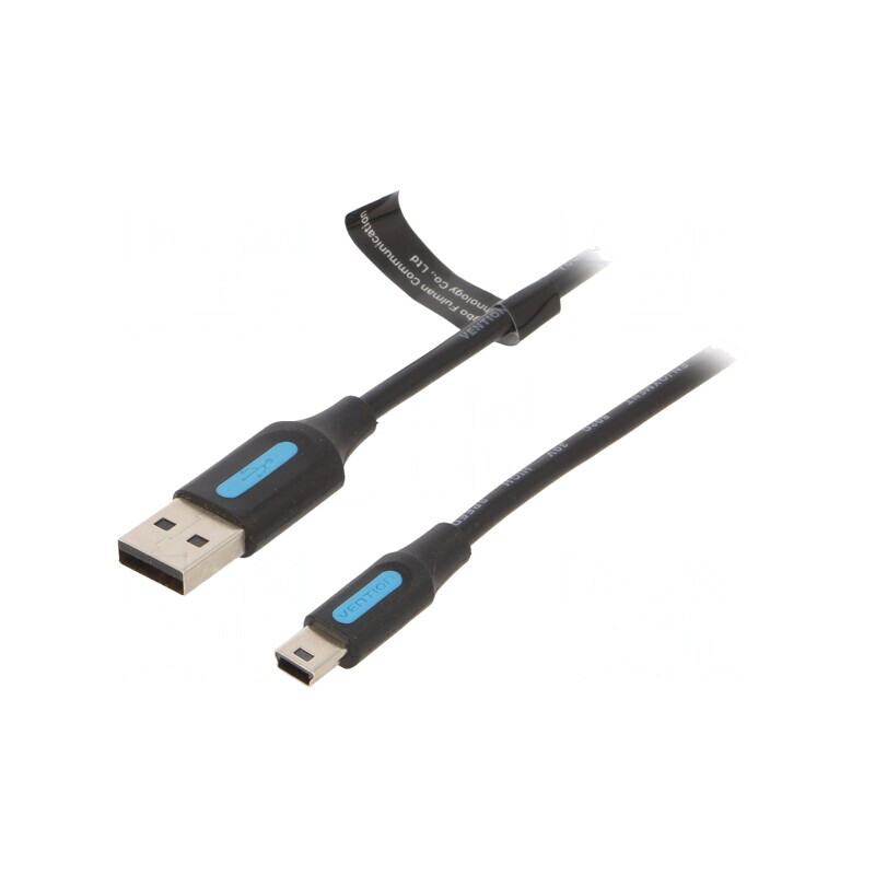 Cablu USB 2.0 Mini B 0,5m Negru | Electronic-mag.ro | Componente Electronice