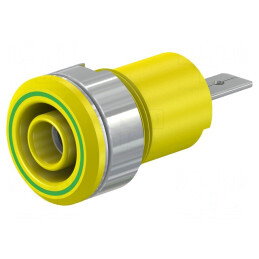 Soclu Banană 4mm Galben-Verde 24A 1kV | Electronic-mag.ro | Componente Electronice