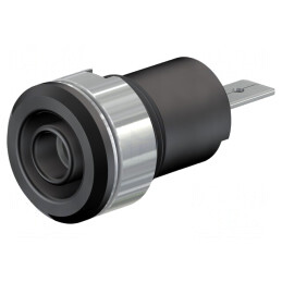 Soclu Banană 4mm 24A 1kV Negru Nichelat Alamă | Electronic-mag.ro | Componente Electronice