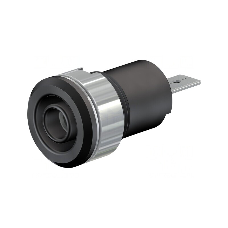 Soclu Banană 4mm 24A 1kV Negru Nichelat Alamă | Electronic-mag.ro | Componente Electronice
