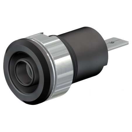 Soclu Banană 4mm 24A 1kV Negru Nichelat Alamă | Electronic-mag.ro | Componente Electronice