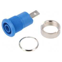 Soclu banană 4mm albastru 24A 1kV nichelat | Electronic-mag.ro | Componente Electronice
