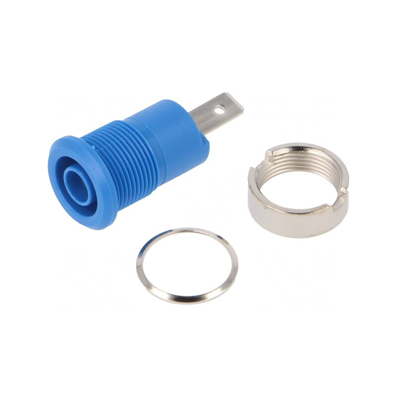 Soclu banană 4mm albastru 24A 1kV nichelat | Electronic-mag.ro | Componente Electronice